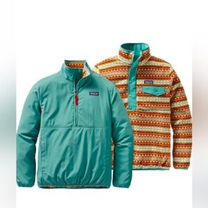 Patagonia Reversible Teal Pullover with Aztec Print Rare, Vintage